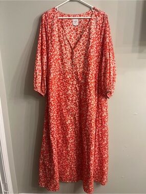 The Nines by HATCH Orange Floral Maxi Dress